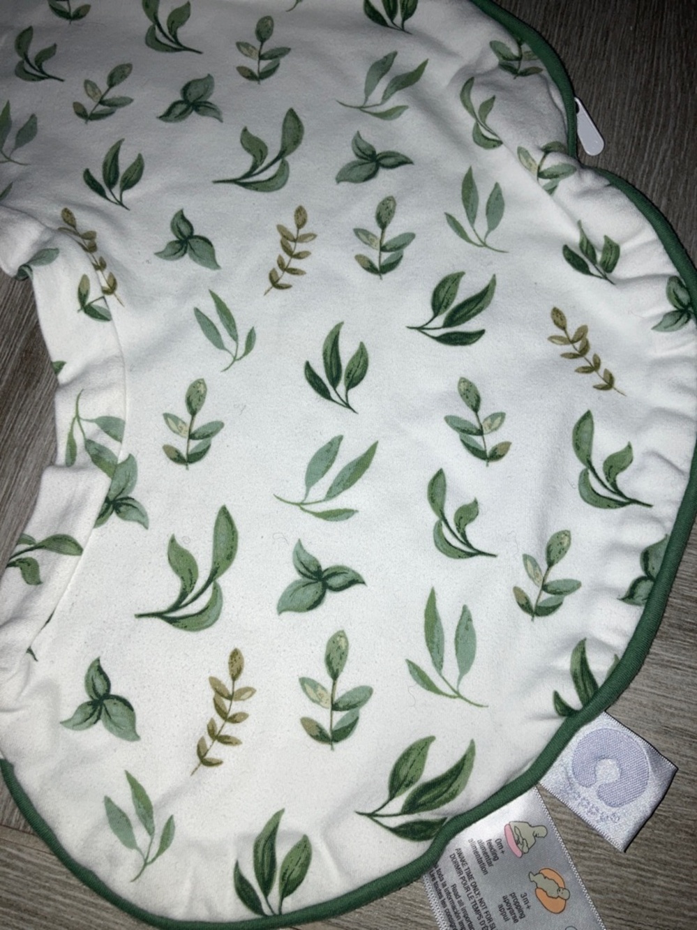 Boppy White Nursing Pillow Cover with Green Leaf Pattern and Green Trim - Picture 3 of 7